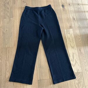 ST JOHN size 6 Black Santana Pants Flat Front Straight Wider Leg 27  ins  ankle